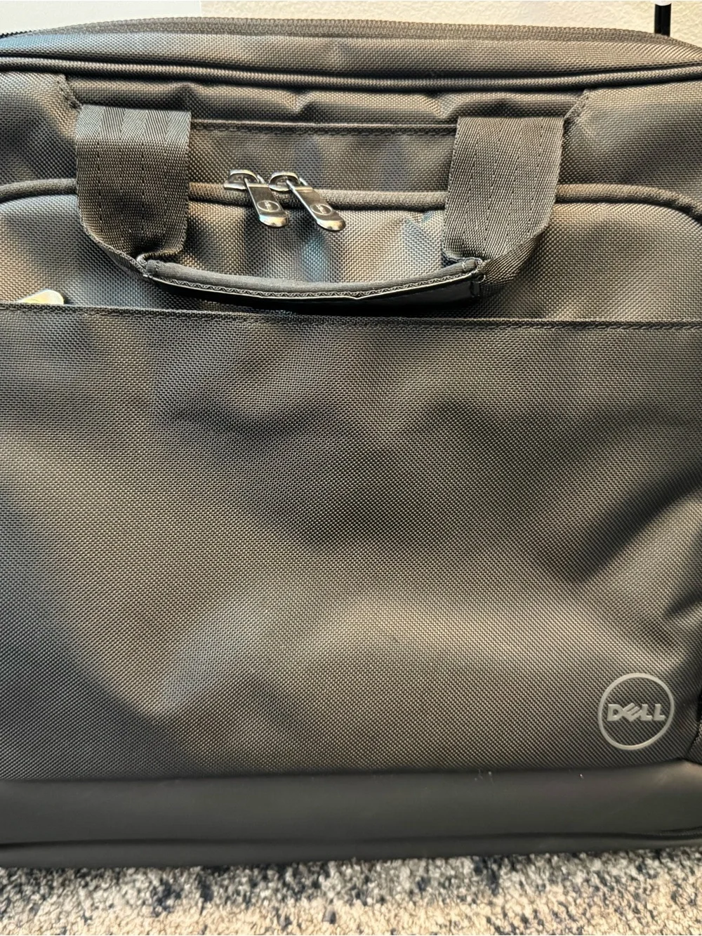 Dell Black Laptop Briefcase with Front Pocket and Dual Zippers (Reworded)
